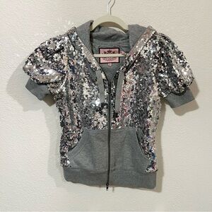 Vintage Y2K 2000s mcblimg silver sequins juicy couture tracksuit hoodie